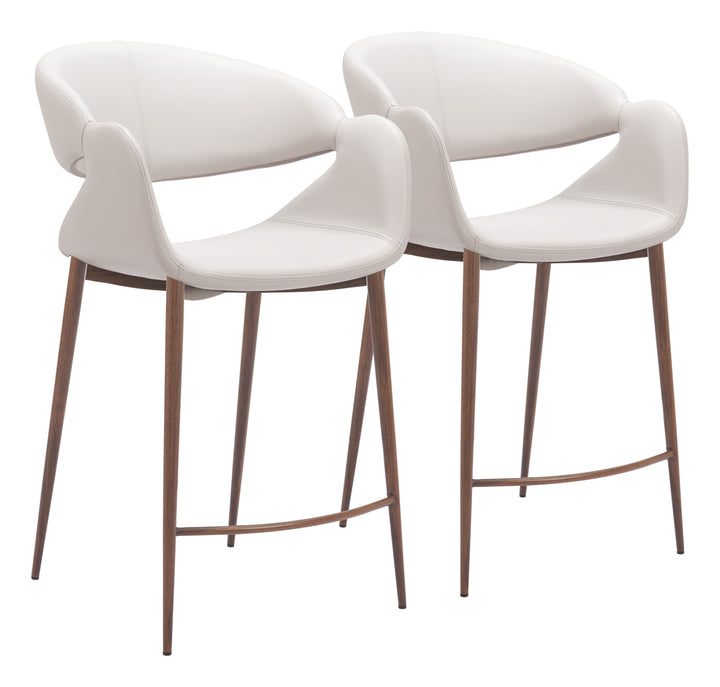 Zuo Limay Counter Stool (Set of 2) Beige & Walnut