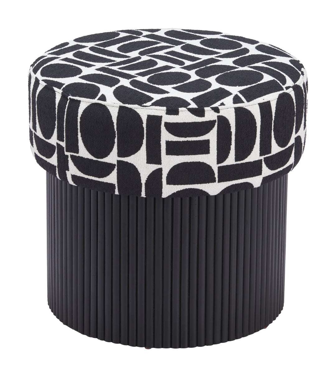 Zuo Boto Storage Ottoman Black & White