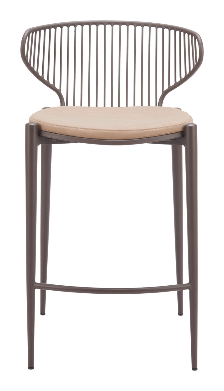 Zuo Silues Counter Stool (Set of 2) Taupe & Brown