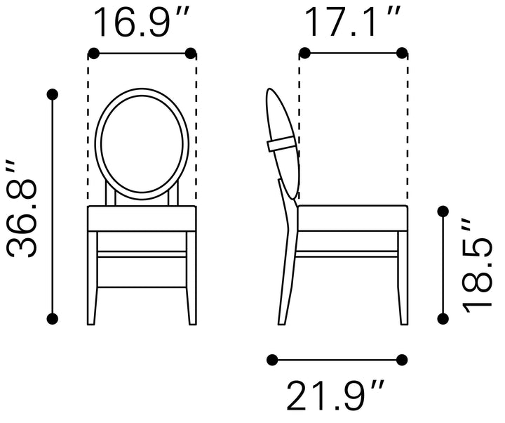 Zuo Regents Dining Chair (Set of 2) Walnut & Light Gray