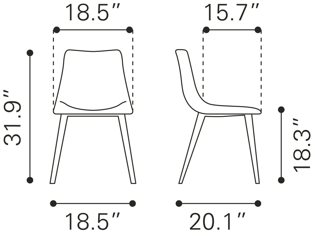 Zuo Daniel Dining Chair (Set of 2) Gray
