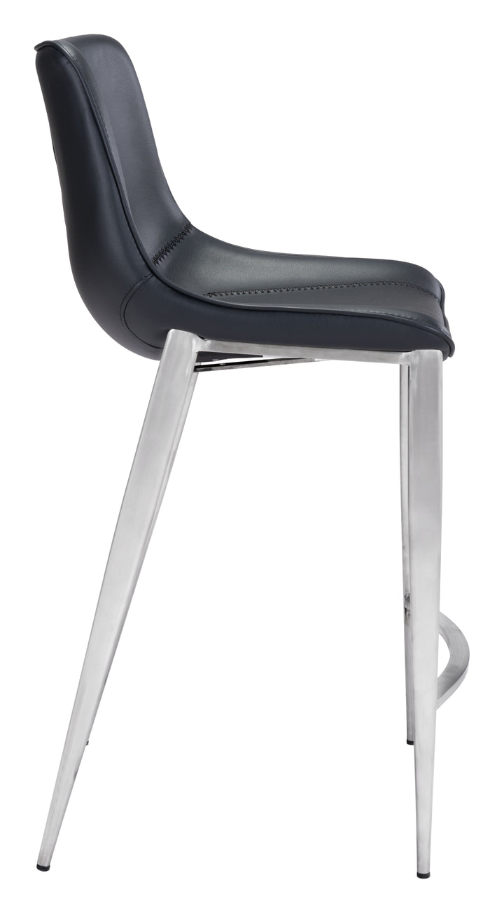 Zuo Magnus Counter Stool (Set of 2) Black & Silver