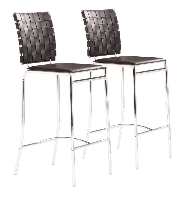 Zuo Criss Cross Counter Stool (Set of 2) Black