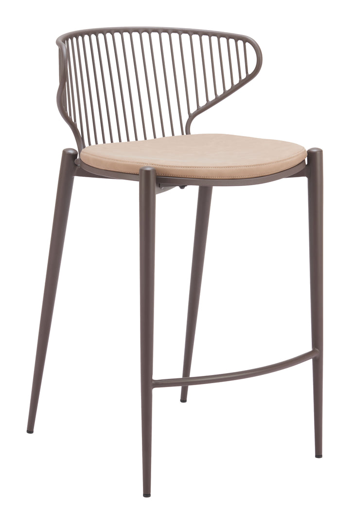 Zuo Silues Counter Stool (Set of 2) Taupe & Brown