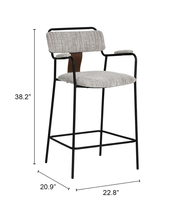 Zuo Couva Counter Stool (Set of 2) Gray Tweed