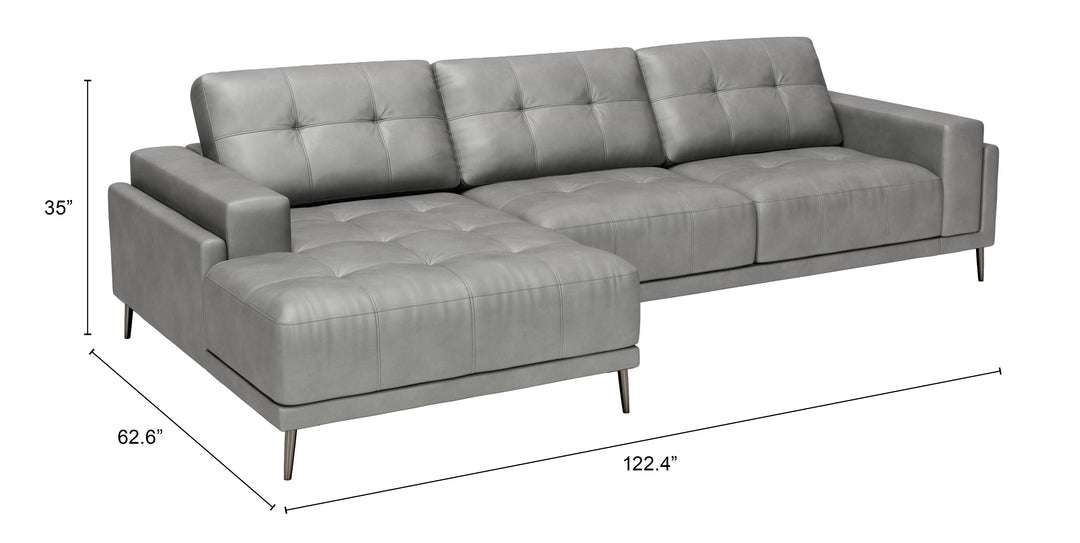 Zuo Bliss LAF Chaise Sectional Gray