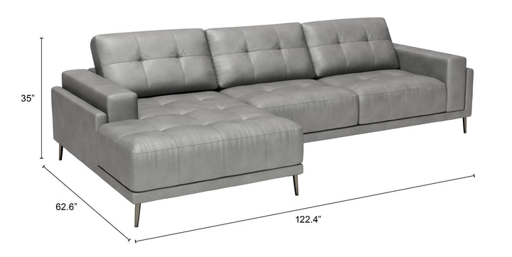 Zuo Bliss LAF Chaise Sectional Gray