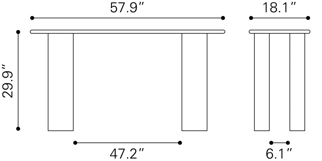 Zuo Risan Console Table Whitewashed