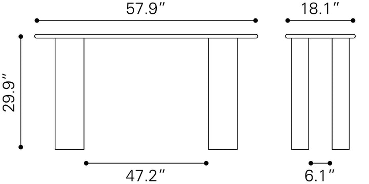 Zuo Risan Console Table Whitewashed