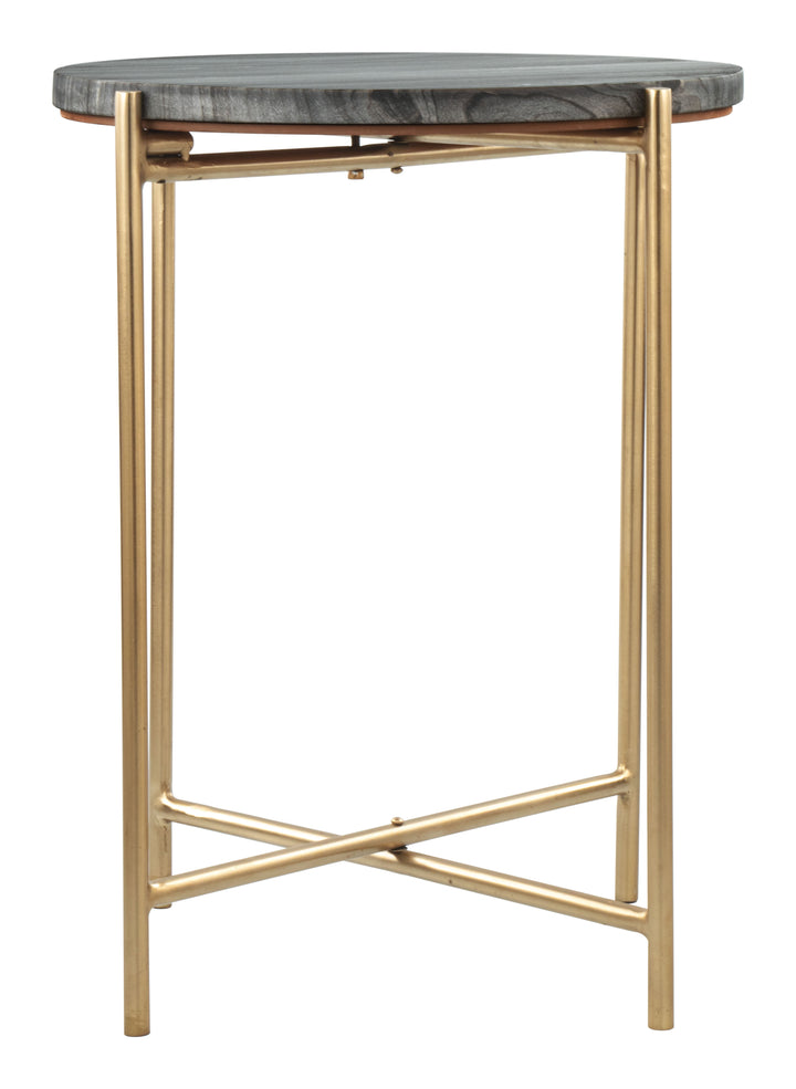 Zuo David Side Table Gray & Gold