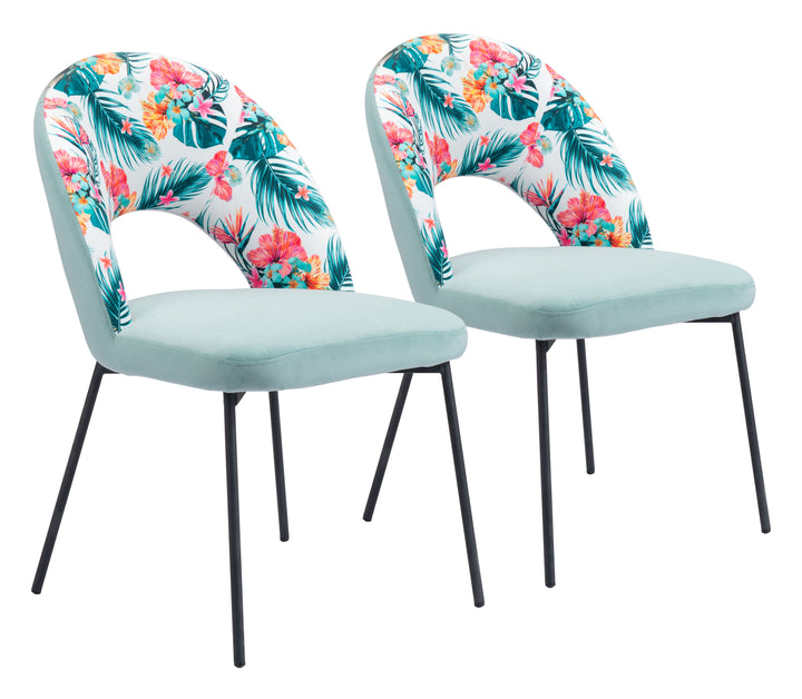 Zuo Bethpage Dining Chair (Set of 2) Multicolor Print & Green