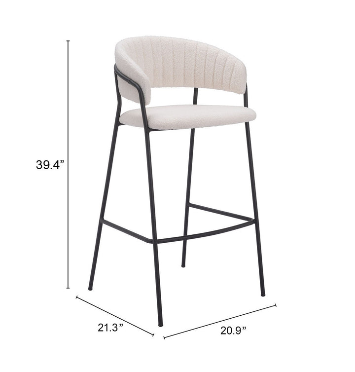 Zuo Josephine Barstool (Set of 2) Cream