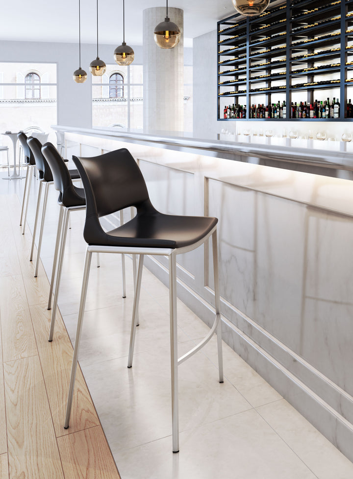 Zuo Ace Barstool (Set of 2) Black & Silver