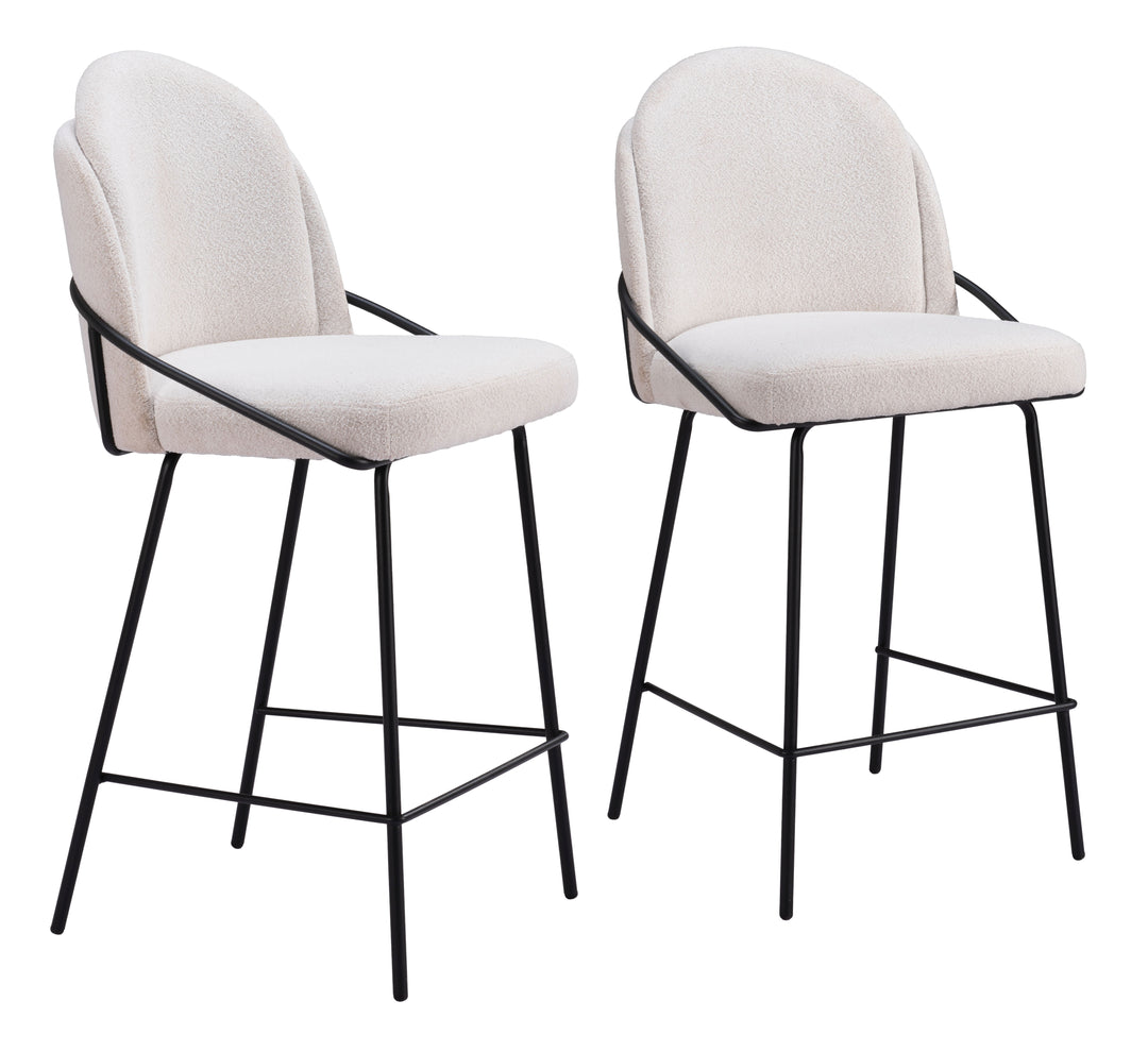 Zuo Jambi Counter Stool (Set of 2) Ivory