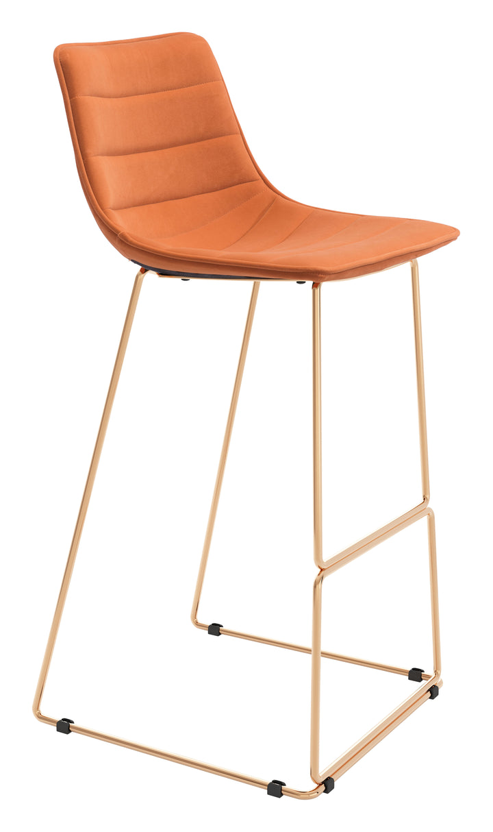 Zuo Adele Barstool (Set of 2) Orange & Gold