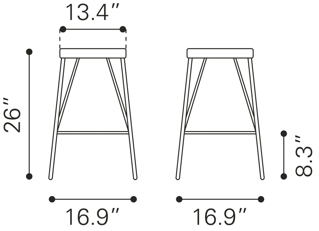 Zuo Samuel Counter Stool (Set of 2) Vintage Black