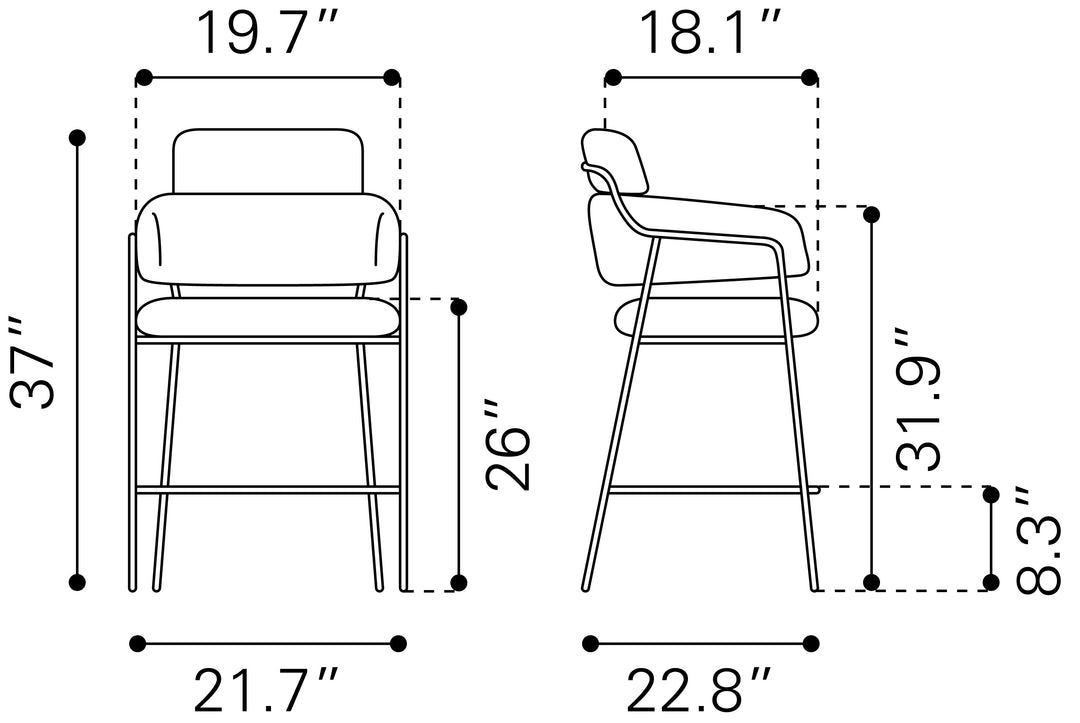 Zuo Marcel Counter Stool (Set of 2) Brown