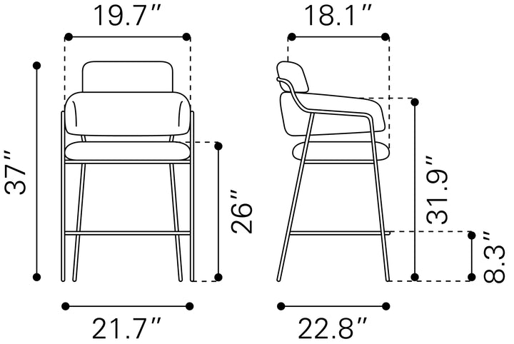 Zuo Marcel Counter Stool (Set of 2) Brown