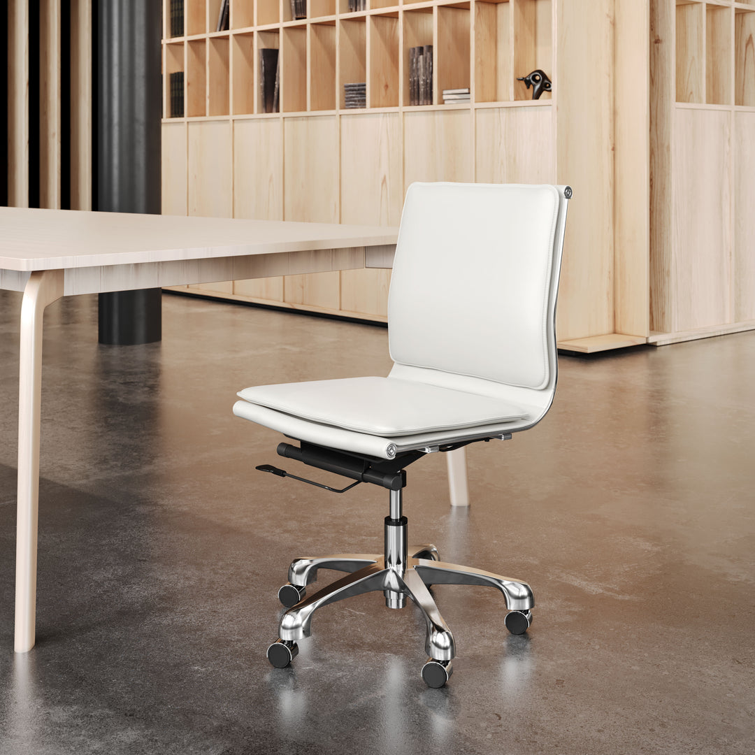 Zuo Lider Plus Armless Office Chair White