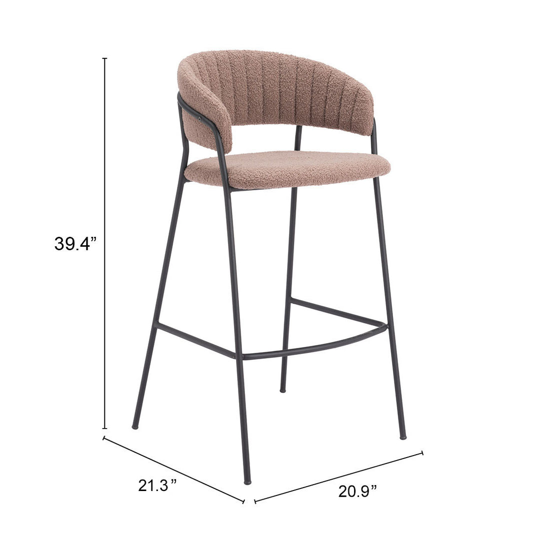 Zuo Josephine Barstool (Set of 2) Brown