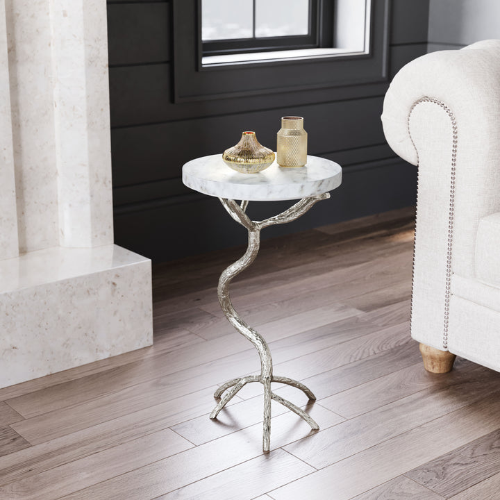 Zuo Joel Side Table White & Silver