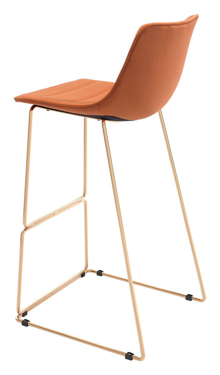 Zuo Adele Barstool (Set of 2) Orange & Gold