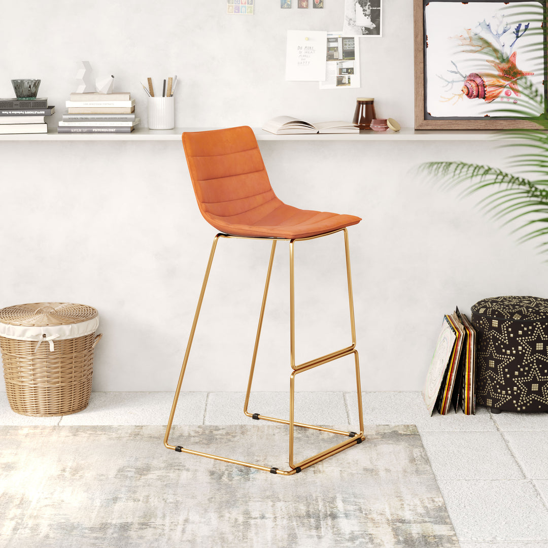 Zuo Adele Barstool (Set of 2) Orange & Gold