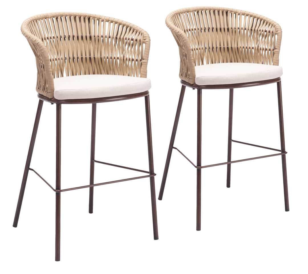 Zuo Freycinet Barstool (Set of 2) Natural