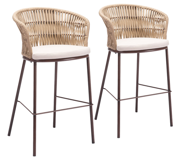 Zuo Freycinet Barstool (Set of 2) Natural