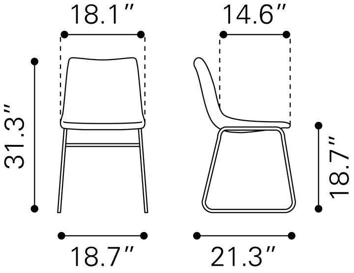Zuo Smart Dining Chair (Set of 2) Vintage Espresso