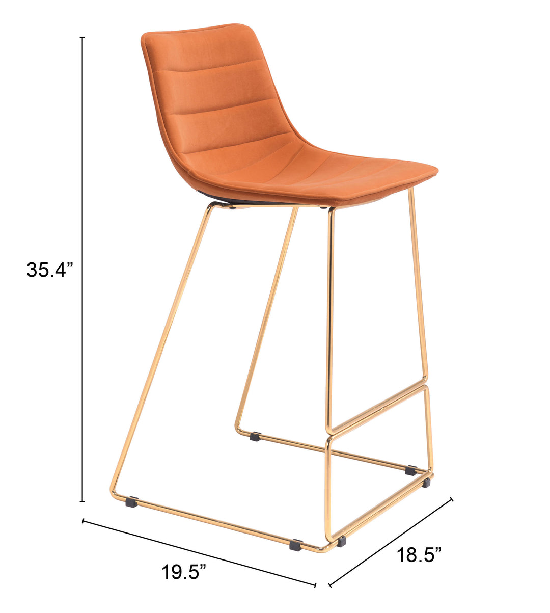 Zuo Adele Barstool (Set of 2) Orange & Gold