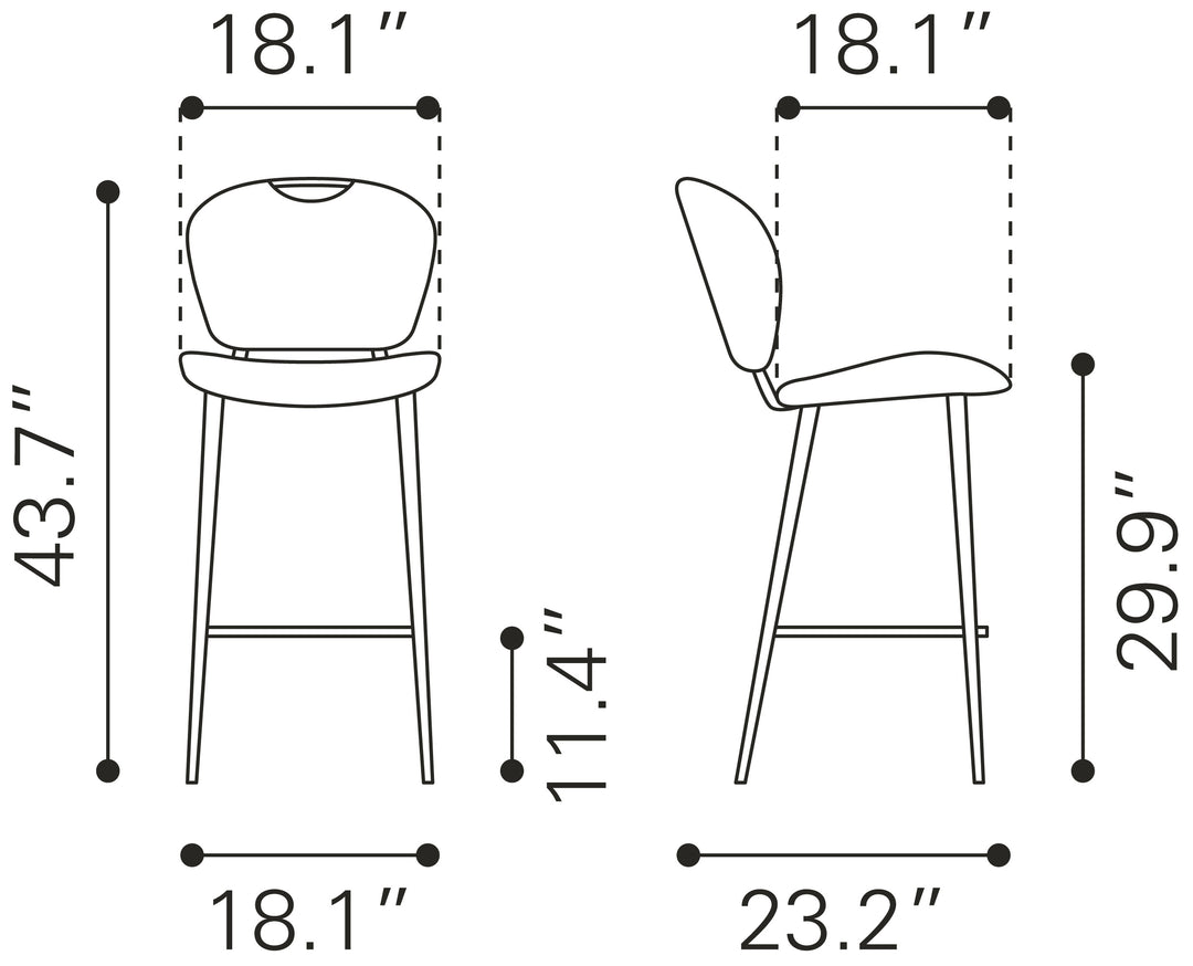 Zuo Terrence Barstool Vintage Gray