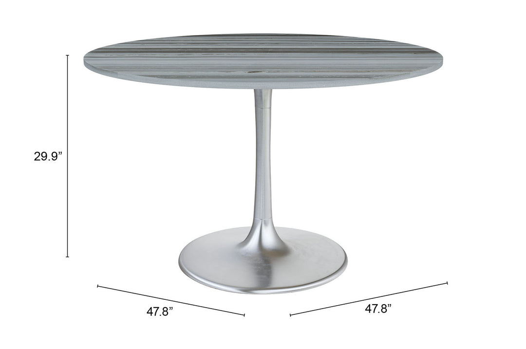 Zuo Star City Dining Table Gray & Silver