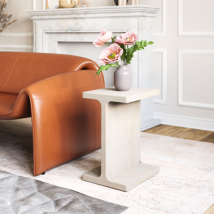 Zuo Bama Side Table Whitewashed