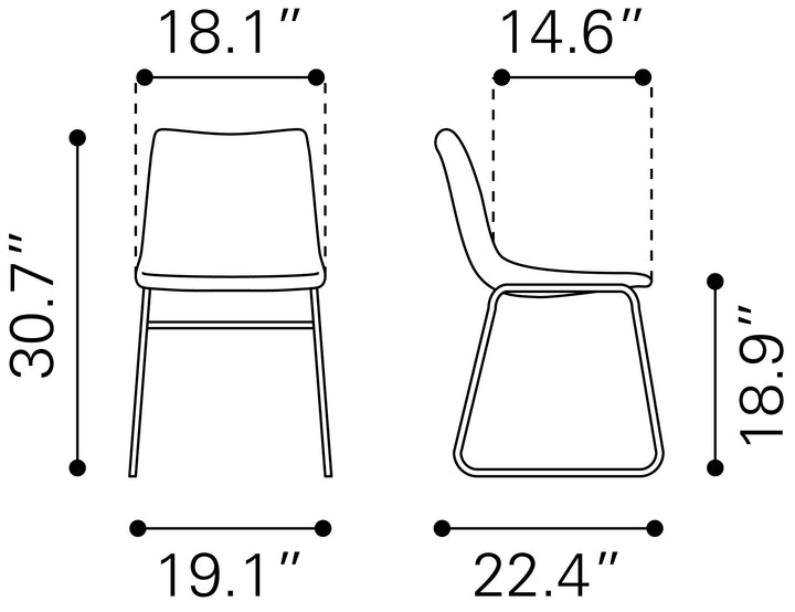 Zuo Smart Dining Chair (Set of 2) Burnt Orange