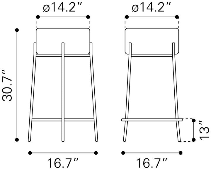 Zuo Blanche Barstool (Set of 2) Ivory