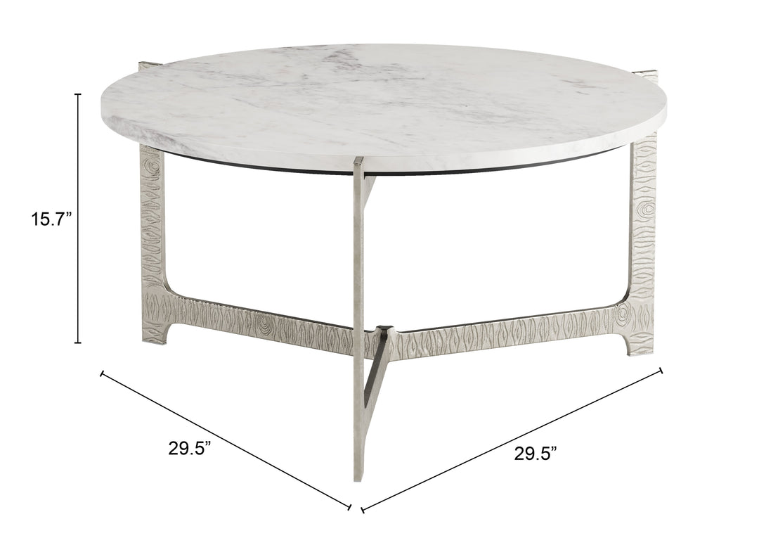 Zuo Barmas Coffee Table White & Silver