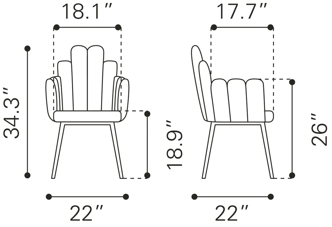 Zuo Noosa Dining Chair (Set of 2) Navy Blue