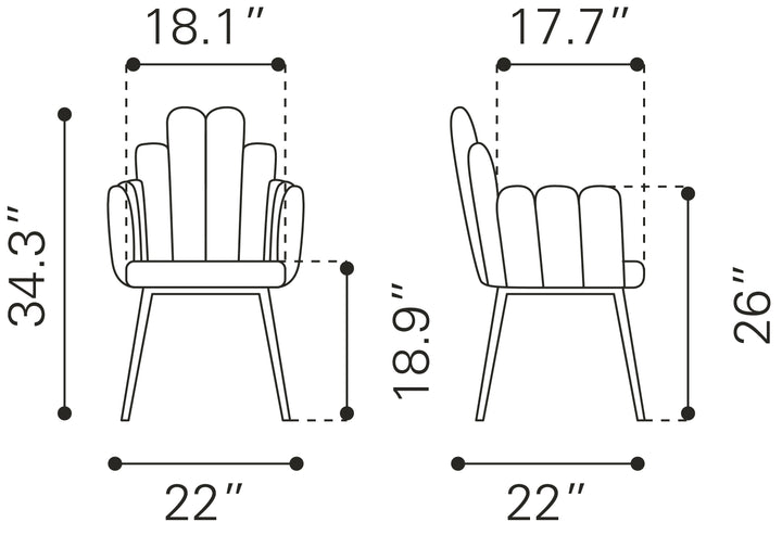Zuo Noosa Dining Chair (Set of 2) Navy Blue