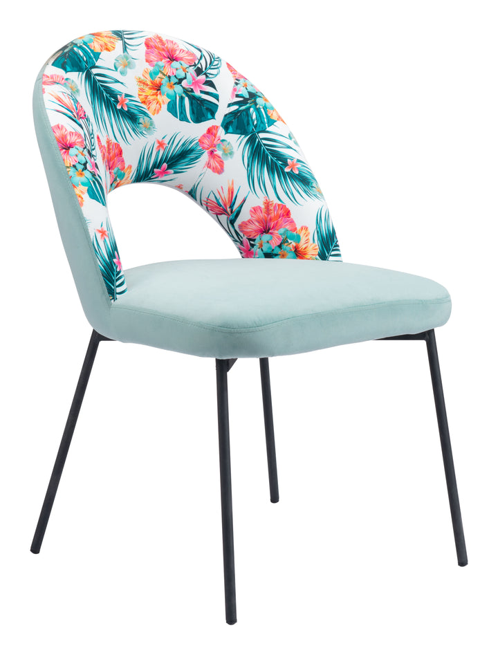 Zuo Bethpage Dining Chair (Set of 2) Multicolor Print & Green