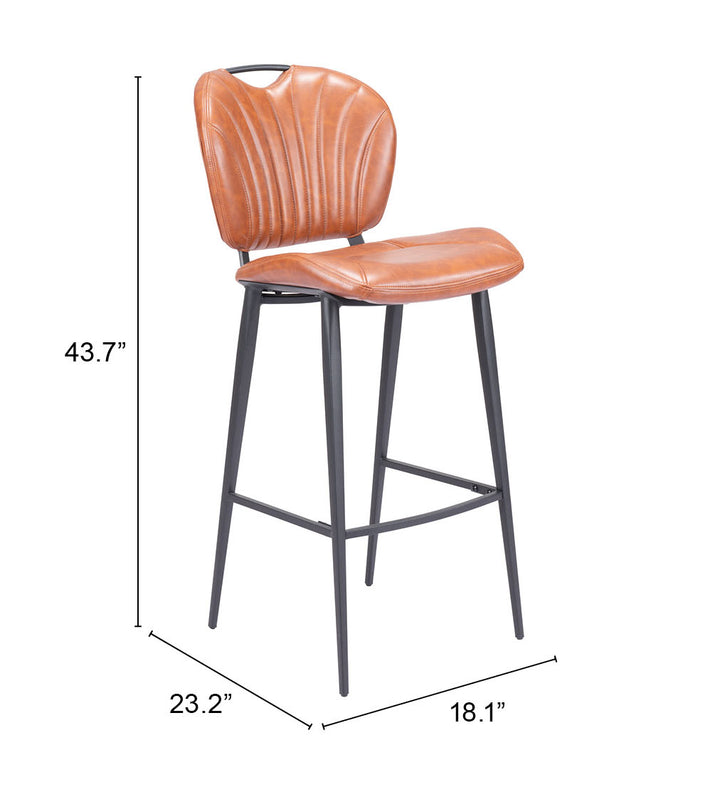 Zuo Terrence Barstool Vintage Brown