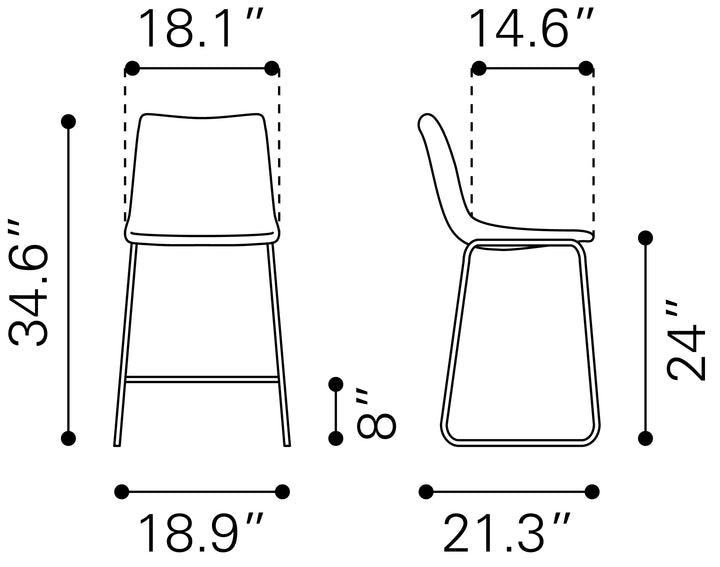 Zuo Smart Counter Stool (Set of 2) Black