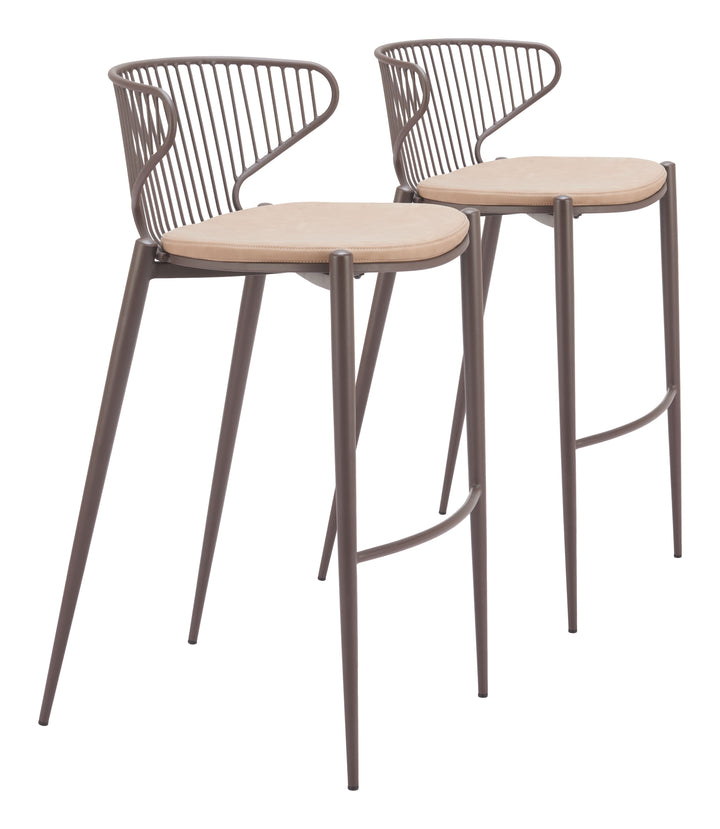 Zuo Silues Barstool (Set of 2) Taupe & Brown
