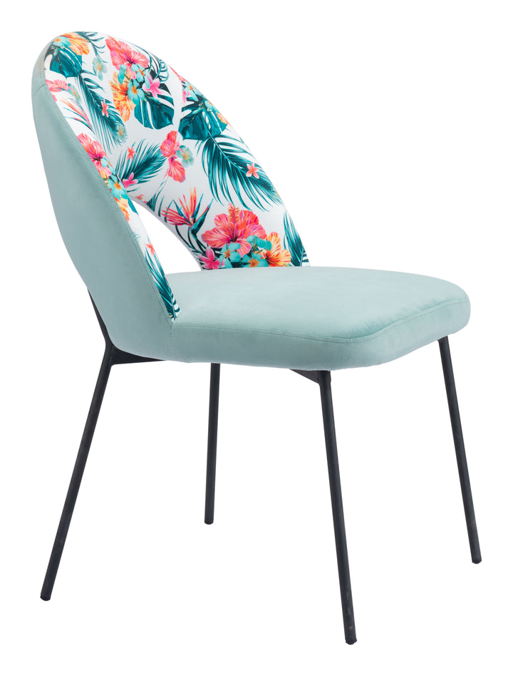 Zuo Bethpage Dining Chair (Set of 2) Multicolor Print & Green