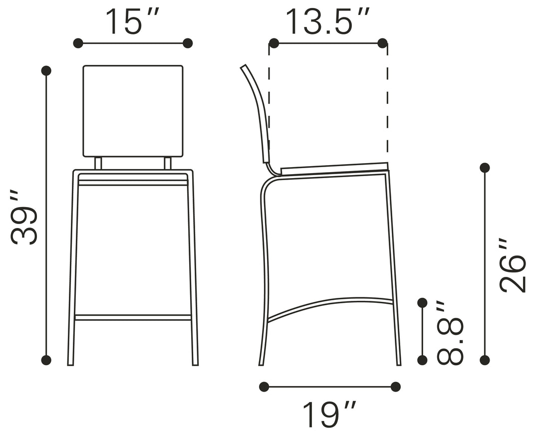 Zuo Criss Cross Counter Stool (Set of 2) Black