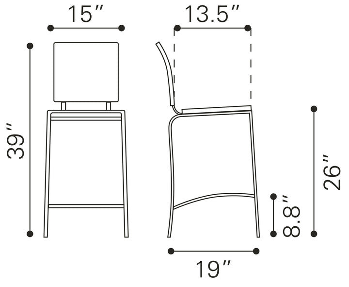 Zuo Criss Cross Counter Stool (Set of 2) Black