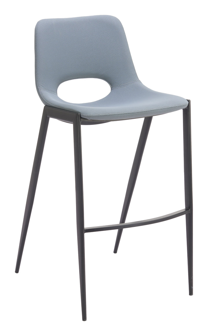 Zuo Desi Armless Barstool (Set of 2) Azure Gray
