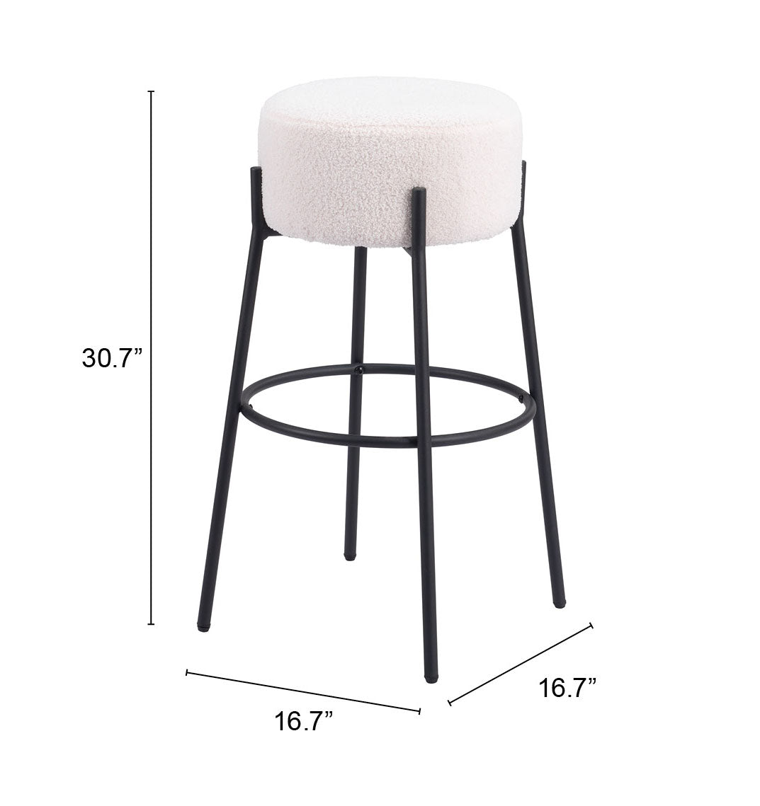Zuo Blanche Barstool (Set of 2) Ivory