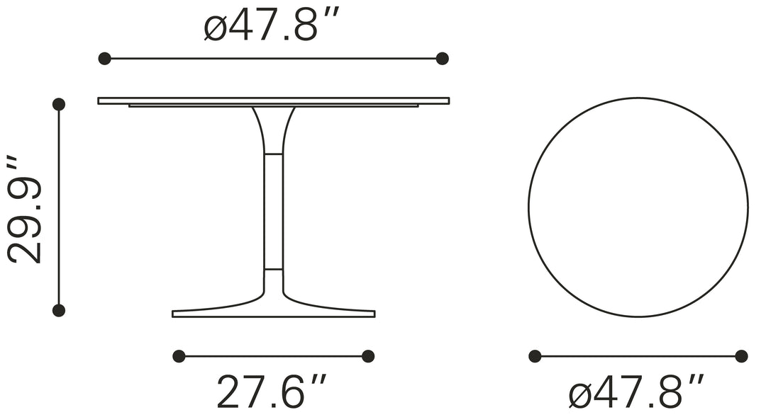 Zuo Metropolis Dining Table Gray & Silver