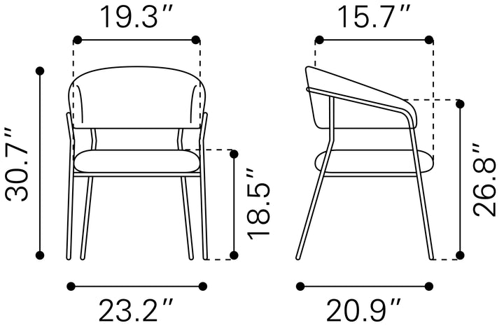 Zuo Josephine Dining Chair (Set of 2) Brown